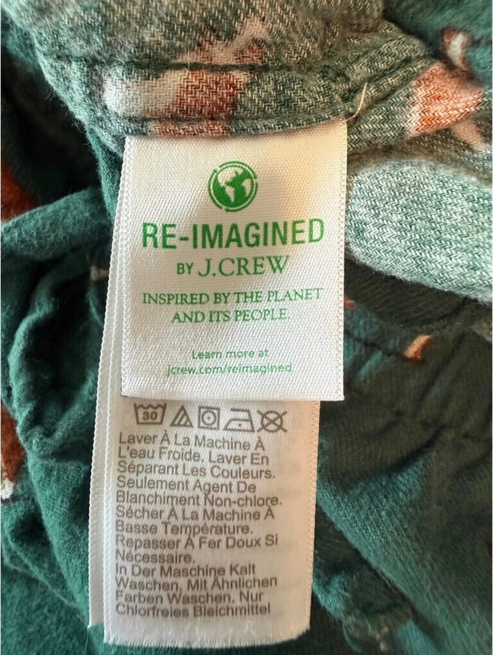 J.Crew Fox Print Pajama Pants Green Cotton Lounge Sleepwear XL Cabincore